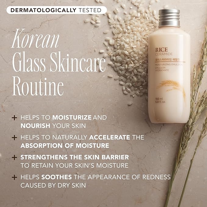 The Face Shop Rice Ceramide Moisturizing Skincare Set - Toner & Moisturizer, Korean Skin Care with Rice Water, Gift Set, Travel Size, Hydrating for Dry Skin