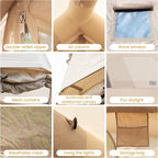 Outdoor Inflatable Camping Tent, 2/4/6/Person Glamping Inflatable Tents for Camping, Three Minutes Setup Tents,Beige Canvas with Mosquito-Proof Mesh Windows