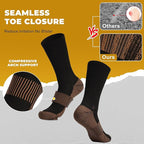FOOTPLUS Hiking Copper Compression Socks,Unisex Cushioned Sole Arch Support Athletic Crew Running Socks
