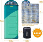 Camping Sleeping Bag, 32℉ Sleeping Bags for Adults Kids Teens Cold Weather Warm Sleeping Bag Winter for 3-4 Season Camping, Camping Gear Equipment, Traveling, and Outdoors