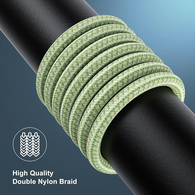 Essri for Phone Charger Cord 3FT 2Pack, USB to Lighting Cable 3 Feet, Nylon Braided Charging Cable 3 Foot Compatible with iPhone 14/13/12/11/X/XS/XR/17/Pad - Light Green