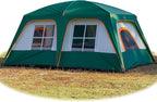 KTT Large Family Cabin Tent 10-12 Person,14.1X10X6.58ft,2 Rooms,3 Storage Pockets,2 Bay-Windows 3 Doors and 3 Windows with Mesh,Straight Wall,Waterproof,Double Layer,Big Tent for Outdoor,Camping