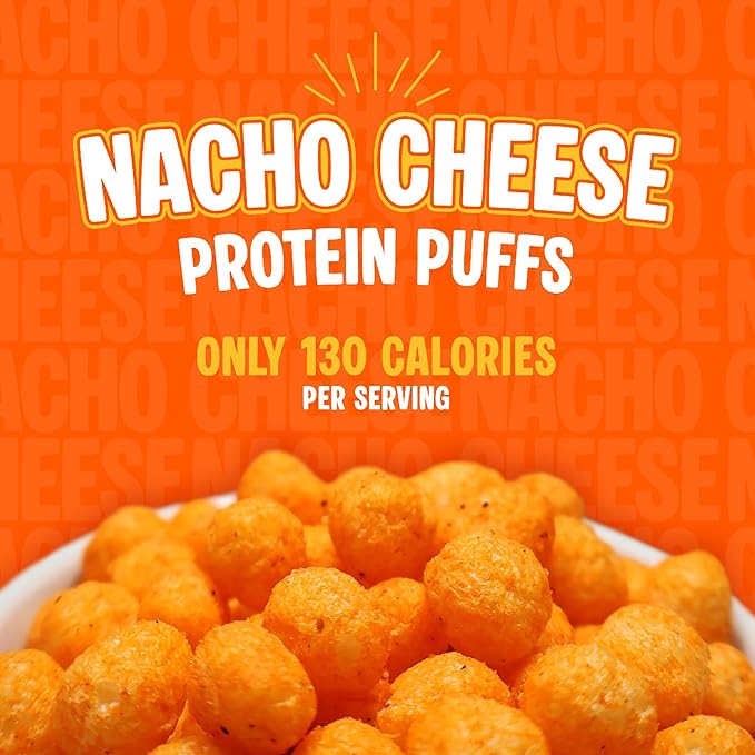 Twin Peaks Low Carb, Keto Friendly Protein Puffs, (Nacho Cheese), 2 Servings, 3 Pack (60g, 42g Protein, 4g Carbs)