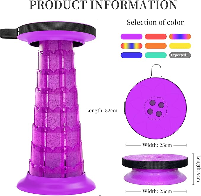 2025 Upgraded XXL Collapsible Stool with Cushion 20.4", 550lbs Max Weight, Wider & Taller Pop Up Seat, Heavy Duty Portable Retractable Folding Chair or Travel Foot Rest, Gift for Camping & Outdoors