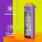 32 oz Insulated Water Bottle for Women: Meoky Stainless Steel Metal Water Bottle with 2-in-1 Straw and Spout Lid - Leak Proof, Cold for 24 Hours, Protective Silicone Base, BPA-Free for School, Violet