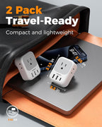 TESSAN Israel Adapter Plug 2 Pack, 7 in 1 US to Israel Power Adapter with 3 USB Ports (1 USB C Port) 4 American Outlets, Type H Travel Adaptor for USA to Jerusalem