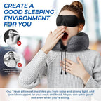 ExploreBliss Travel Pillow, 2 Pack Travel Pillows for Sleeping Airplane, Neck Pillow Airplane, Memory Foam Neck Pillow Set with Eye Mask, Earplugs and Storage Bag -Grey & Blue