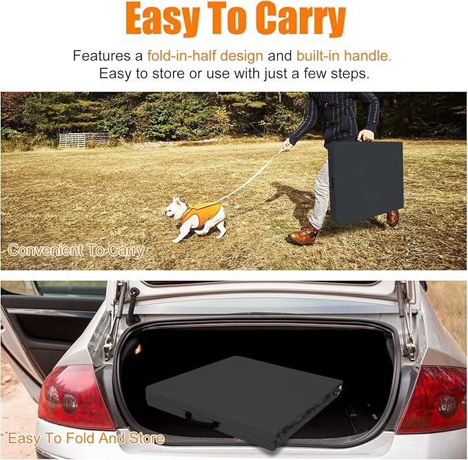 4 FT Folding Table with Carry Handle, Portable Fold-in-Half Plastic Table, Rectangle Foldable Table for Indoor/Outdoor Black