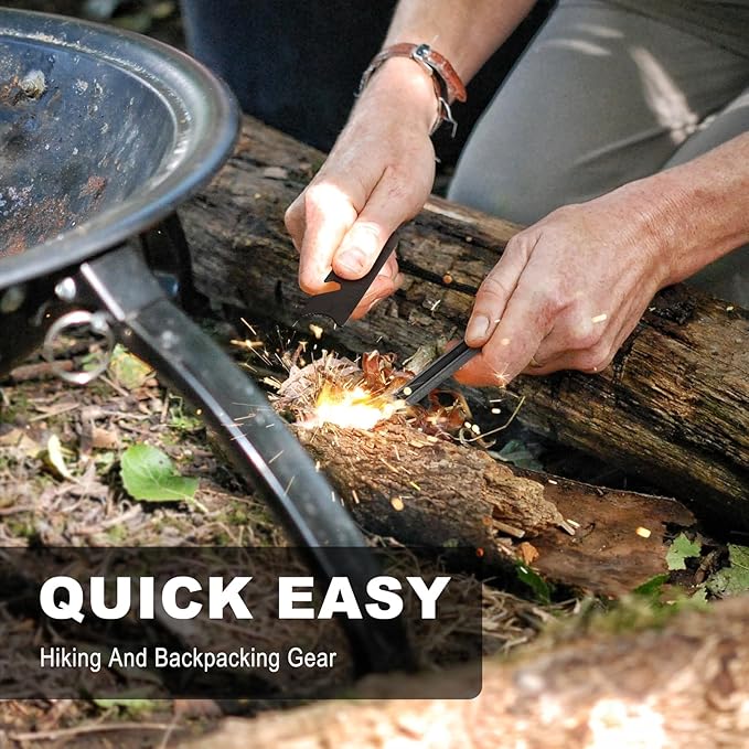 Fire Starter Survival Kit, Magnesium Waterproof Matches Ferro Flint Block,Outdoor Survival Firesteel Gears with Striker for Camping Hiking Hunting Emergency