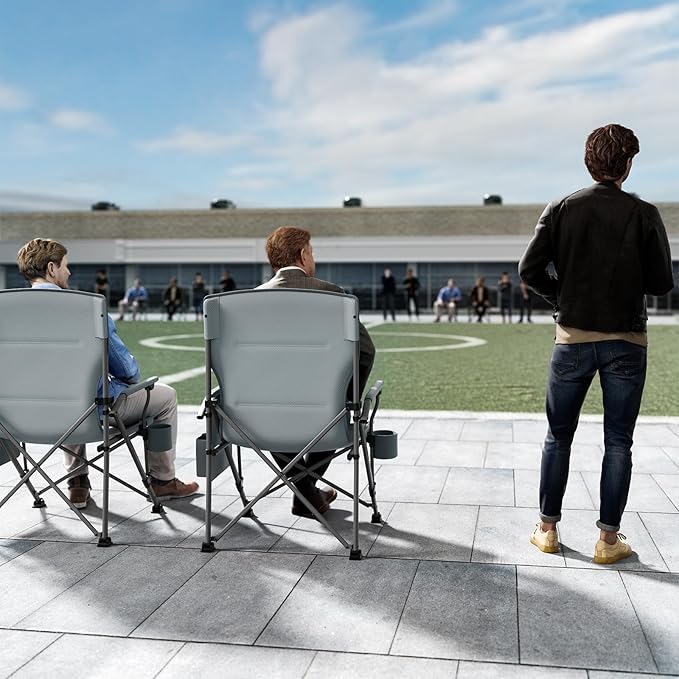 TIMBER RIDGE Oversized Folding Camping Chair High Back Heavy Duty for Adults Support up to 500lbs with Cup Holder, Side Pocket Cooler Bag