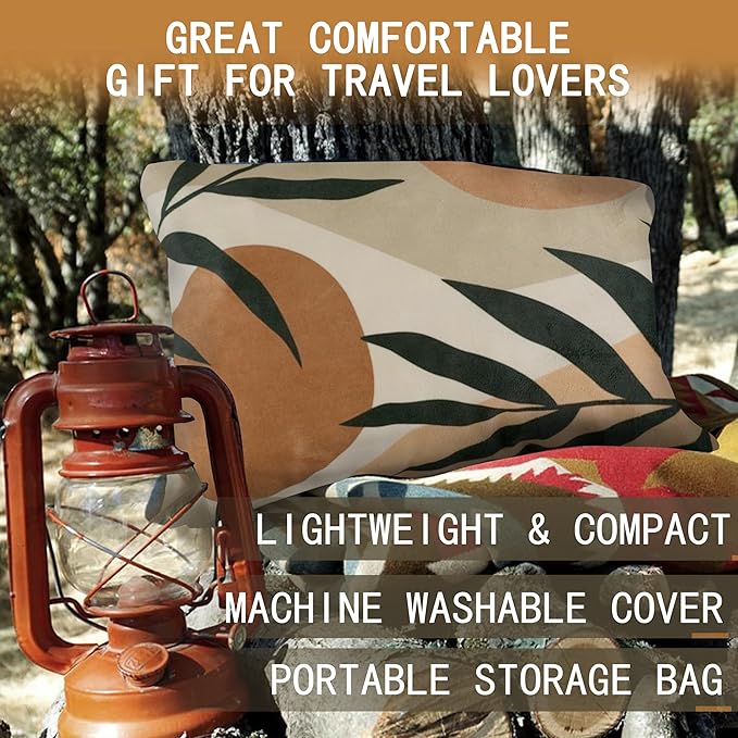 Camping Pillow Shredded Memory Foam Travel Pillows for Sleeping Compressible Lightweight Camp Pillow Washable Backpacking Pillow for Camping & Hiking Firm Supportive Small Pillow for Travel