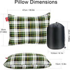 Outdoor Camping Pillow Lightweight, Compressible, Flannel Travel Pillow Cases, Washable Removable Pillow Cover Camping and Backpacking Green