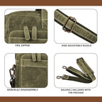 LEATHER VILLAGE 18" Leather Laptop Messenger Briefcase Bag for Men-Leather Satchel for Travel and Office Shoulder Bag- Olive