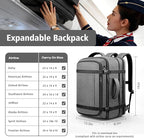 Comfort Travel Backpack,Expandable Carry on Backpack 1-5 Days with LifetimeWarranty,Fits 17.3" Laptop Notebook,Water Resistant Weekender Backpack Flight Approved for Men Hiking,College Travel,Grey
