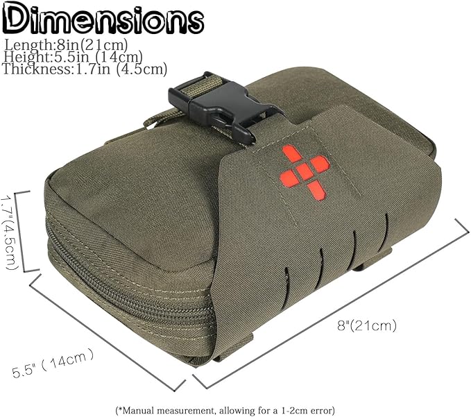 Ifak Pouch-Rapid Deployment Tactical MOLLE Trauma Kit Pouches, Quick Release Tear-Off Medical First Aid Kit Organiser with Red Immediate Identify for Emergency Surviva Activities.