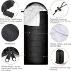 Tranqun Sleeping Bags for Adult with Winter Beanies Gloves, Cotton Liner Camping Sleeping Bag Waterproof Warm Lightweight for Backpacking Camping Indoor Outdoor Homeless People