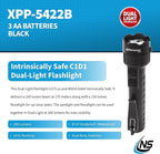Nightstick XPP-5422B 3 AA Intrinsically Safe Permissible Dual-Light Flashlight, Black