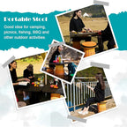 19.7” Heavy Duty Collapsible Stool with Cushion - Portable, Foldable Camping Stool for Adults, Max Capacity 1000lbs (RED)