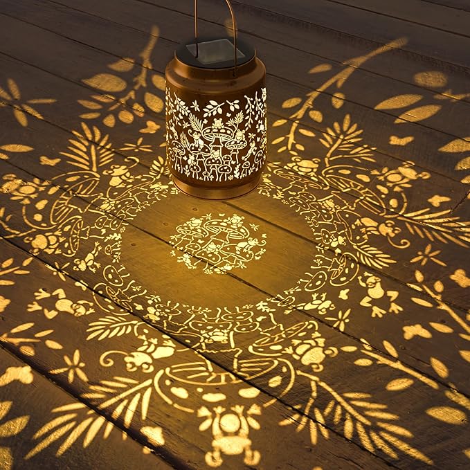 Mushroom & Frog Solar Lantern for Garden Outdoor Decor – Hanging Metal Light Decoration for Patio, Yard, Lawn, Pathway, Backyard – Birthday Gift for Mom, Women, Grandma