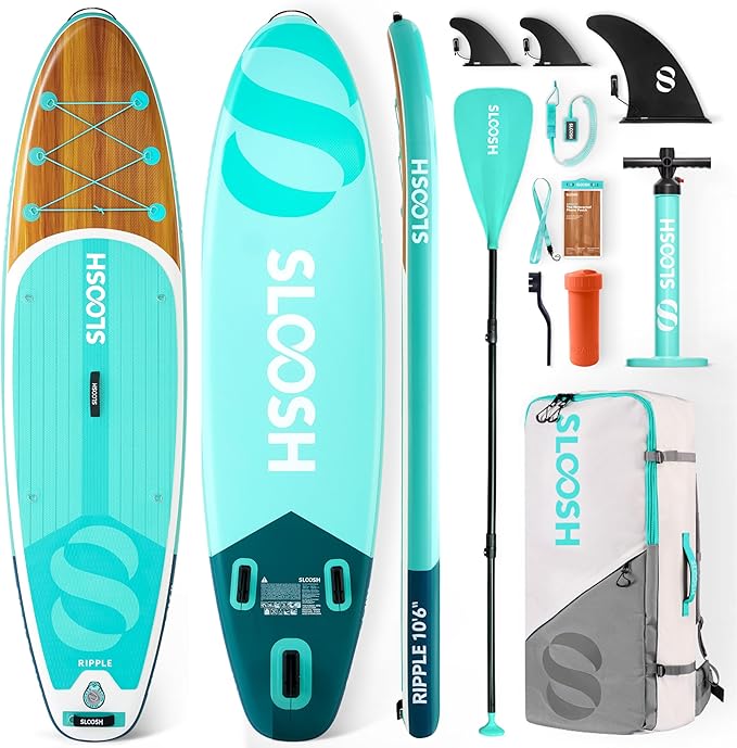 SLOOSH Inflatable Stand Up Paddle Board, 10'6" Paddle Boards with Premium Accessories, Non-Slip EVA Deck, Ultra-Light Carry Bag Pump, Ripple SUP for Youth & Adults of All Skill Levels