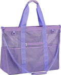 Fammart Mesh Beach Bag with Zipper, Large Beach Tote for Women, Toys Pool Swim Bag Travel Vacation Cruise Essentials