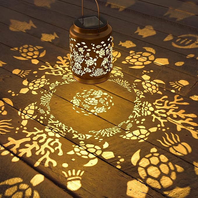 Sea Turtle Solar Lantern for Garden Outdoor Decor – Hanging Metal Light Decoration for Patio, Yard, Lawn, Pathway, Backyard – Birthday Gift for Mom, Women, Grandma