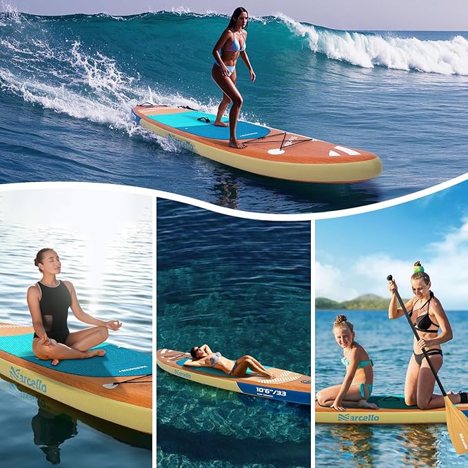 Paddle Board, Inflatable Stand Up Paddle Board，10.6'×33"×6" Ultra-Light SUP Board with Hand Pump, Leash, Repair Kit, Waterproof Phone Case and Backpack