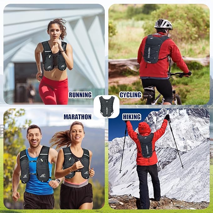 Running Vest for Women & Men, Lightweight 150g Hydration Backpack, 6L Pack for Trail Running, Marathon, Hiking, Cycling, Jogging, Adjustable Fit