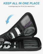 BAGSMART Large Electronics Travel Organizer Case, Tech Accessories Cord Storage Bag for Phone, Power Bank, SD Card, Cables, Black