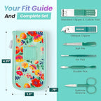 Made Easy Kit Nail Clipper Set – 7-Piece Portable Manicure & Grooming Kit with Stainless Steel Tools in Neoprene Case – Stay Organized, Purse-Friendly, Travel Essential for Women & Men (Brown Woods)