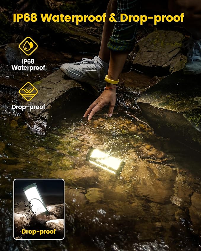 Glocusent 106 LED Camping Lantern Rechargeable, Up to 80Hrs, 5000mAh Lantern with 5 Brightness 3 Modes & SOS, IP68 Waterproof, Max 1200LM, Camping Light for Power Outages Hiking Emergency Hurricane