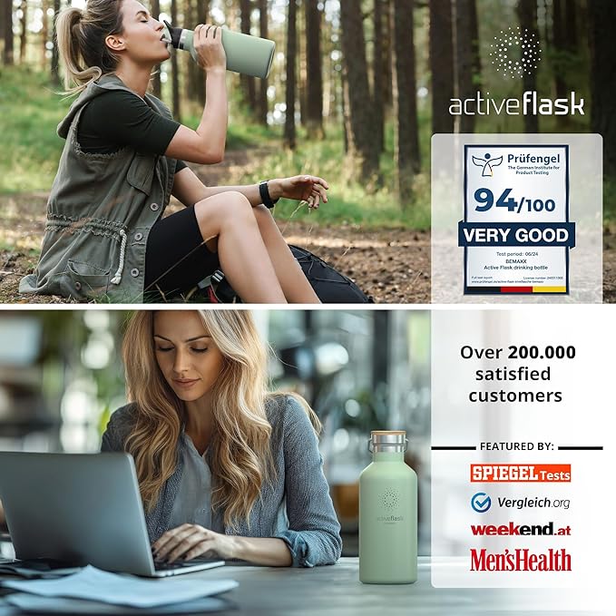 Stainless Steel Water Bottle with Straw, Infuser & 3 Lids: 18/32 OZ Leak-Proof Vacuum Insulated ACTIVE FLASK Drinking Bottles Hot Cold: Double Walled Outdoor Drink Thermo Mug Tea Coffee Sport Gym Bike