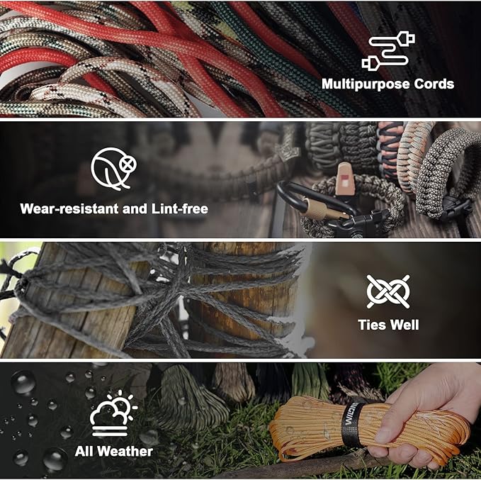 WILDAIR 550lb Paracord Parachute Cord Lanyard Ropes Heavy-Duty Strong Rope-7 Triple Strands 100FT Outdoor Camping (Desert Camo)