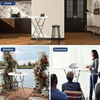 28in Cocktail Table White High Top Folding, Round Portable Bar Height Folding Table with Removable Legs, Indoor Outdoor Banquet for Parties, Commercial, Speech, School