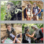 Hestya 2 Pack Mosquito Head Mesh Net Midge Insects Bugs Head Face Net Protecting for Outdoor Hiking Camping Climbing Walking(Black, Light Gray)