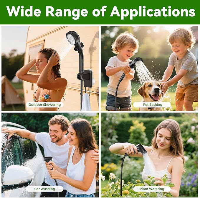 InkTrail Portable Camping Shower with Heater, Long-Lasting 6000mAh Rechargeable Camping Shower with Sprayer Head,4 Spray Modes,IPX7 Waterproof Outdoor Camp Pump for Hiking, Travel, Car, Pet