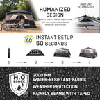 4/6/8 Person Instant Tent, Waterproof Pop Up Tents for Camping with Rainfly, 60 Seconds Easy Setup, Automatic Cabin Tent for Family Camping with Expandable Carry Bag & Upgraded Ventilation
