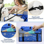 Dog Car Seat Foldable Dog Car Booster Seat Waterproof Breathable Oxford Travel Bag for Small to Medium Dogs, Puppies, and Pets-Pattern Blue