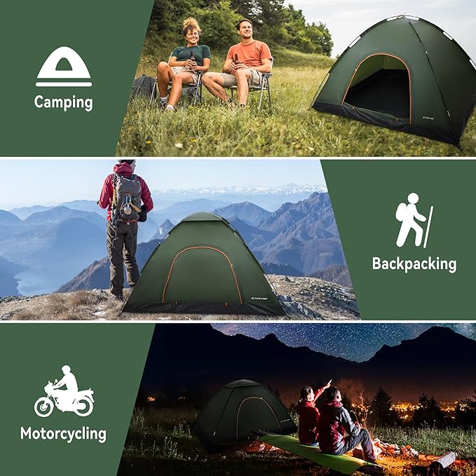 1/2/3/4 Person Tents Waterproof&Windproof Family Tents Camping-Tent,Lightweight Portable Pop Up Tent for Camping,Hiking,Mountaineering or Beach Easy to Set Up Adventures Carry Bag