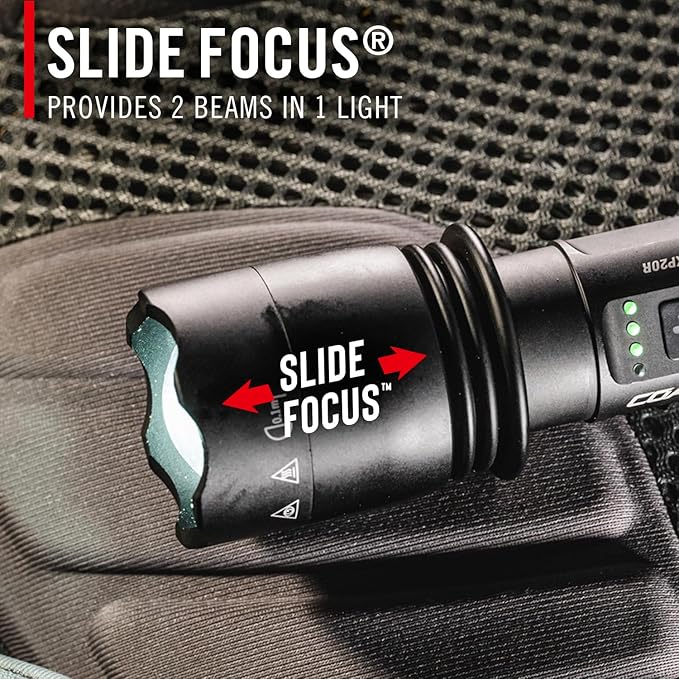 Coast XP20R 4000 Lumen USB-C Rechargeable LED Flashlight with Slide Focus and Pure Beam Focusing Optic, 5 Light Modes
