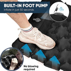 POWERLIX Sleeping Pad for Camping with Bulit in Pillow - Lightweight Camping Sleep Mat for Backpacking, Inflatable & Compact Camping Air Mattress, Perfect for Outdoor Hiking, Foot Pump