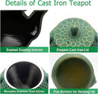 Cast Iron Tea Kettle Set, 33.8oz Hexagon Pattern Teapot Set with Cups, Teapot Coated with Enameled Interior, Durable Cast Iron Teapot Set with Stainless Steel Infuser