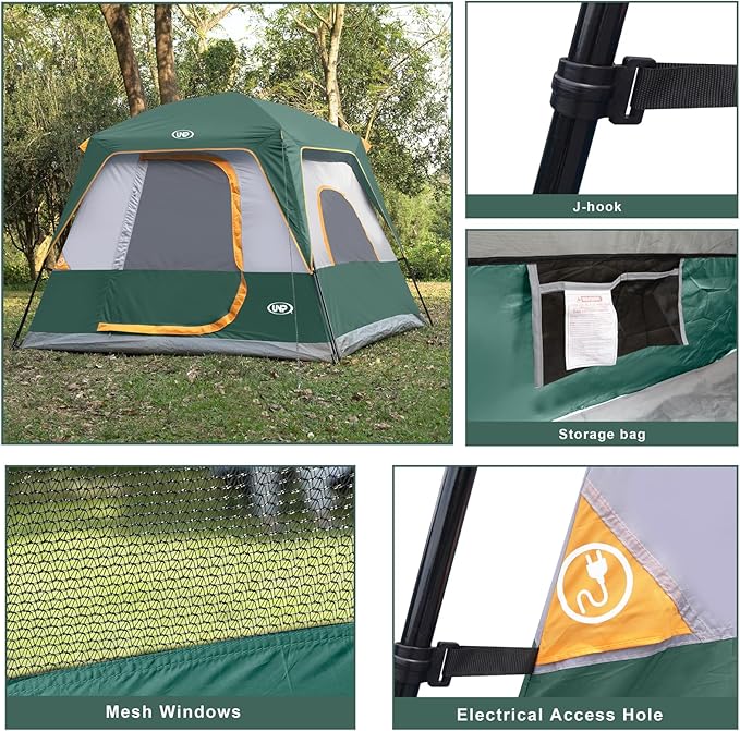 UNP 2/4/6/8 Person Tent, Portable Cabin Tent, Camping Tent 4-Person Easy Set Up, Waterproof with Top Rainfly for Outdoor Camping/Hiking