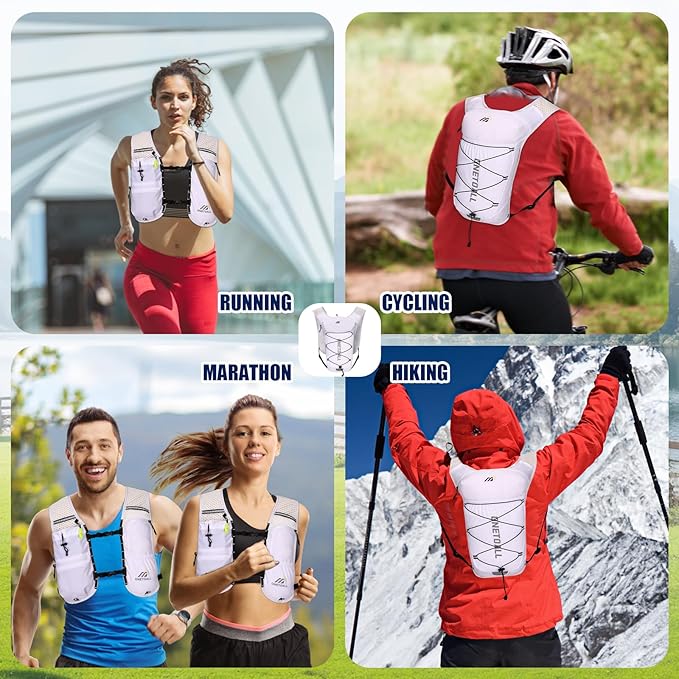 Running Vest for Women & Men, Lightweight 150g Hydration Backpack, 6L Pack for Trail Running, Marathon, Hiking, Cycling, Jogging, Adjustable Fit