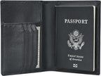 Polare Men's Slim RFID Blocking Leather Passport Holder Travel Bifold Wallet (Black)