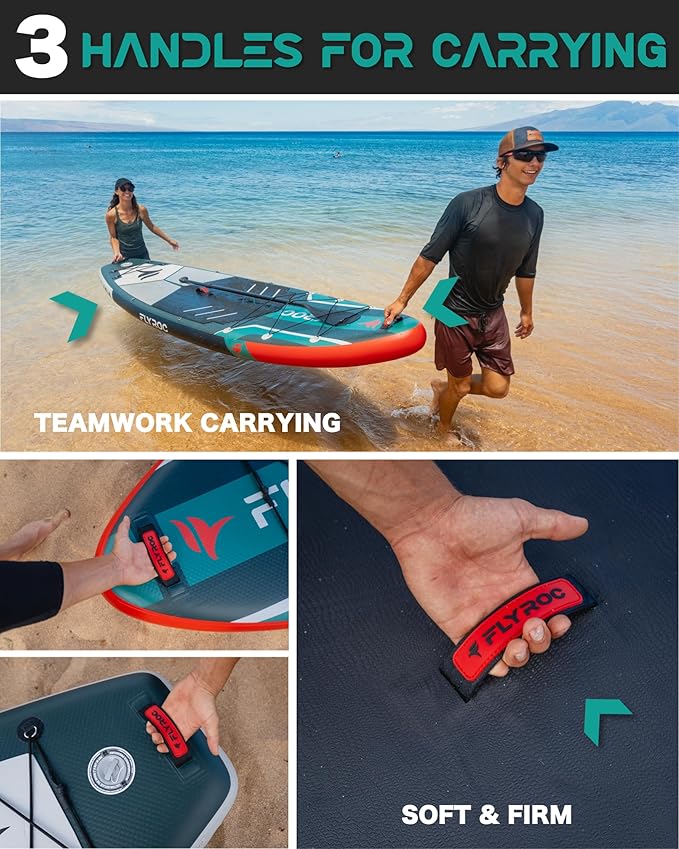 11'6x35'' Extra Wide Inflatable Paddle Board, 450lb Capacity Stand Up Paddle Board for Adults (x3), Stable Inflatable SUP, All Skill Levels, 3 Handles, 100L Backpack, 3PCS Paddle, 5L Dry Bag