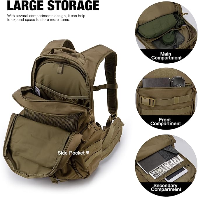 Mardingtop Tactical Molle Backpack for Men - 28L EDC Hiking & Motorcycle Backpack