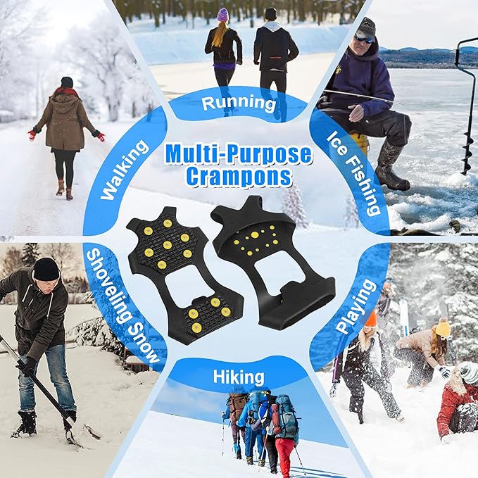 Ice Snow Cleats for Shoes and Boots,Walk Traction Cleats Crampons Anti Slip 11 Studs Ice Snow Grippers Over Shoe for Men Women Walking on Snow Ice