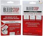 BleedStop™ First Aid Powder for Blood Clotting, Trauma Kit, Blood Thinner Patients, Camping Safety, and Survival Equipment for Moderate to Severe Bleeding Wounds or Nosebleeds - 4 (20g) Pouches