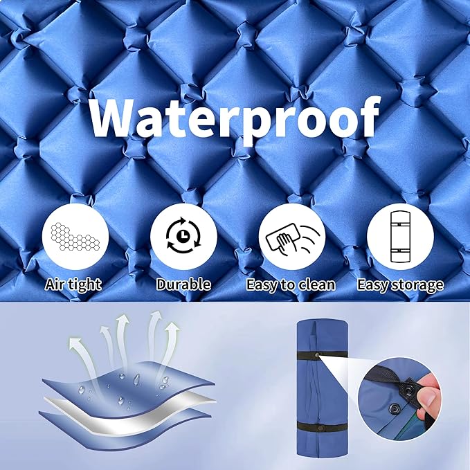 ONTYZZ Sleeping Pad Ultralight Inflatable Sleeping Pad with Built-in Foot Pump Upgraded Durable Compact Camping Air Pad for Camping Hiking Traveling, Blue